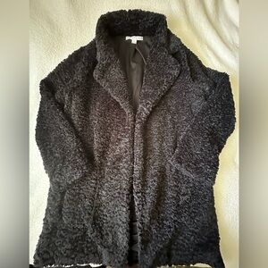 Teddy coat open black size large